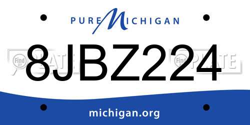 8JBZ224 Michigan License Plate