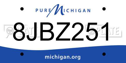 8JBZ251 Michigan License Plate