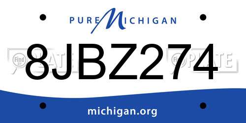 8JBZ274 Michigan License Plate