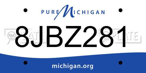 8JBZ281 Michigan License Plate