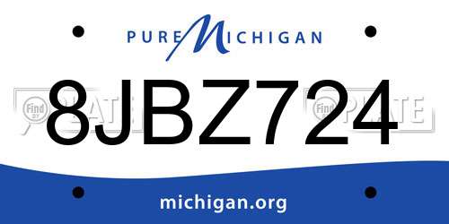 8JBZ724 Michigan License Plate