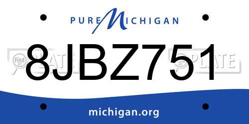 8JBZ751 Michigan License Plate