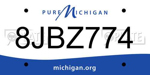 8JBZ774 Michigan License Plate