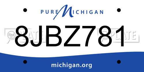 8JBZ781 Michigan License Plate