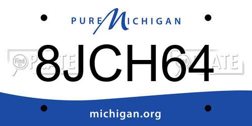 8JCH64 Michigan License Plate