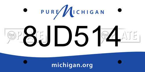 8JD514 Michigan License Plate
