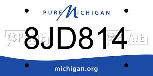 8JD814 Michigan License Plate