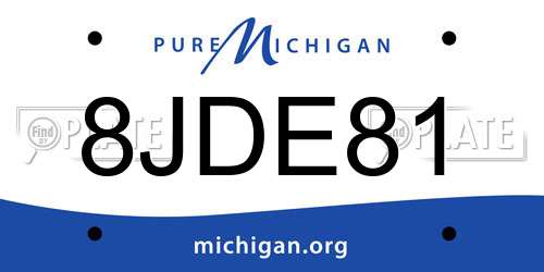 8JDE81 Michigan License Plate