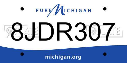 8JDR307 Michigan License Plate