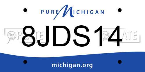 8JDS14 Michigan License Plate