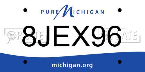 8JEX96 Michigan License Plate