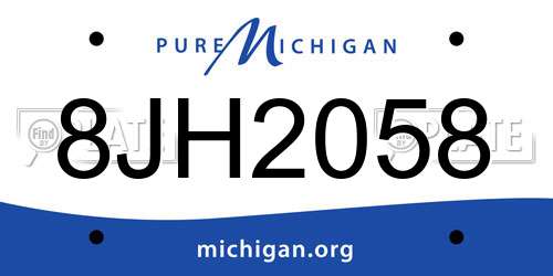 8JH2058 Michigan License Plate