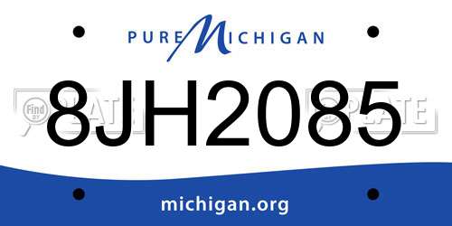 8JH2085 Michigan License Plate
