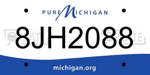 8JH2088 Michigan License Plate