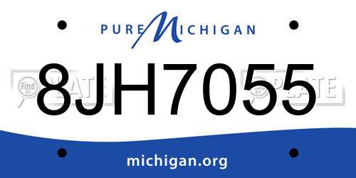 8JH7055 Michigan License Plate