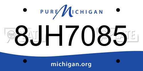 8JH7085 Michigan License Plate