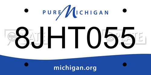 8JHT055 Michigan License Plate