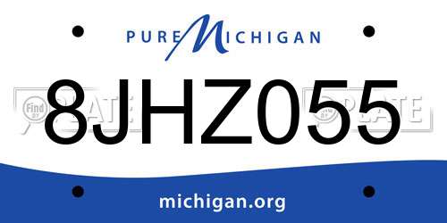 8JHZ055 Michigan License Plate