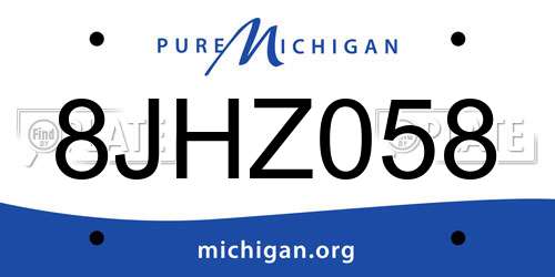 8JHZ058 Michigan License Plate