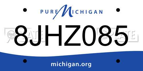 8JHZ085 Michigan License Plate