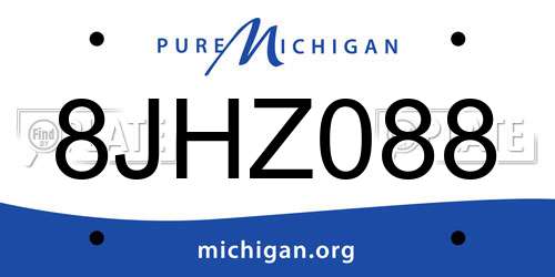 8JHZ088 Michigan License Plate