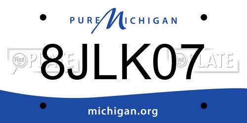 8JLK07 Michigan License Plate