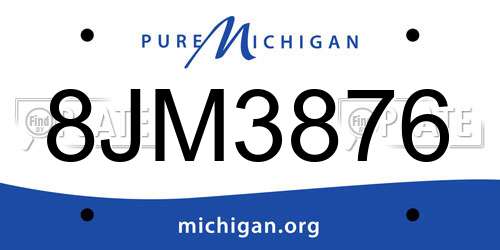 8JM3876 Michigan License Plate