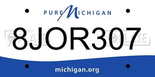 8JOR307 Michigan License Plate