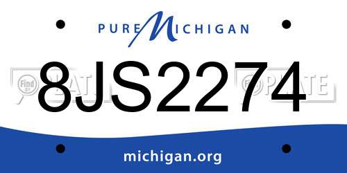 8JS2274 Michigan License Plate