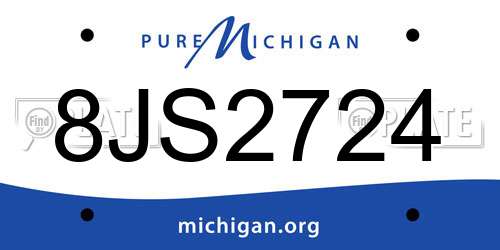 8JS2724 Michigan License Plate