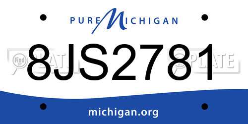 8JS2781 Michigan License Plate