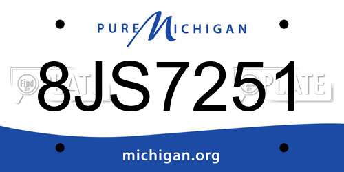 8JS7251 Michigan License Plate