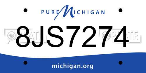 8JS7274 Michigan License Plate