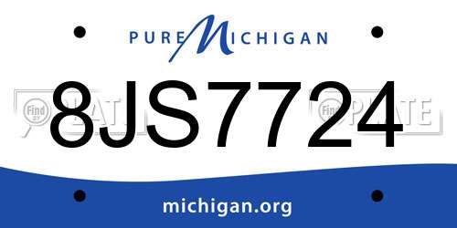 8JS7724 Michigan License Plate