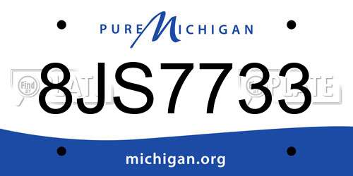 8JS7733 Michigan License Plate