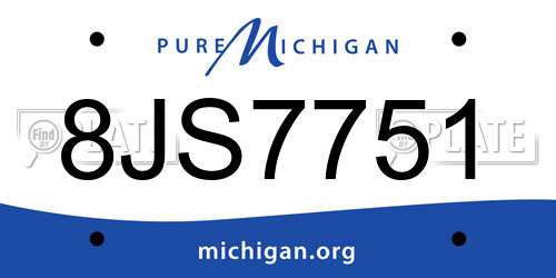 8JS7751 Michigan License Plate