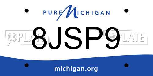 8JSP9 Michigan License Plate