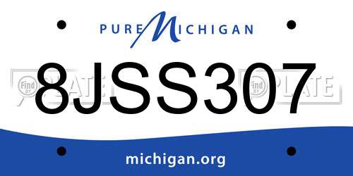 8JSS307 Michigan License Plate