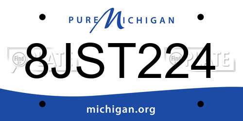 8JST224 Michigan License Plate