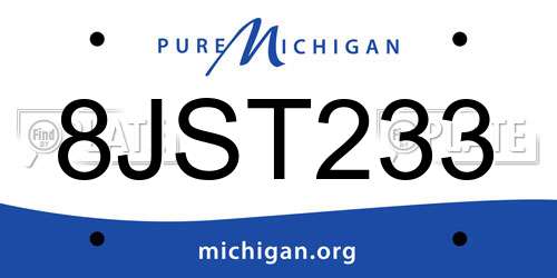 8JST233 Michigan License Plate