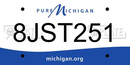 8JST251 Michigan License Plate