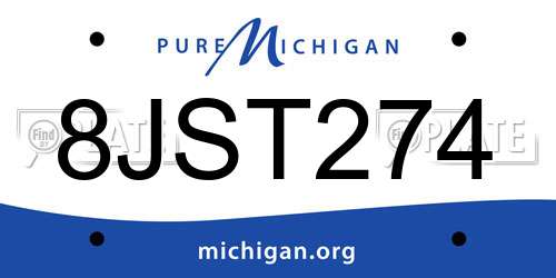 8JST274 Michigan License Plate