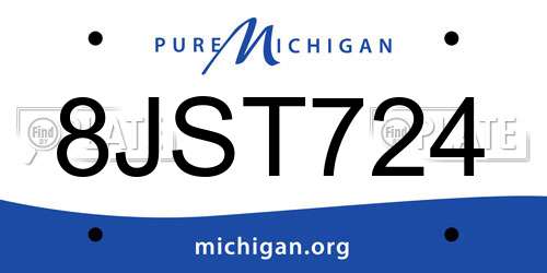 8JST724 Michigan License Plate