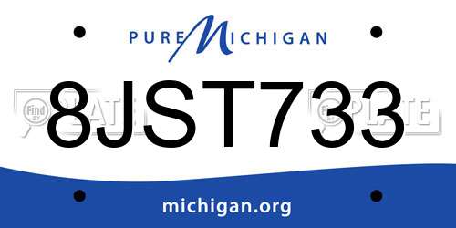 8JST733 Michigan License Plate