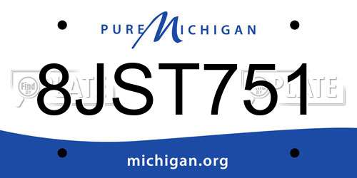 8JST751 Michigan License Plate