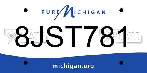 8JST781 Michigan License Plate