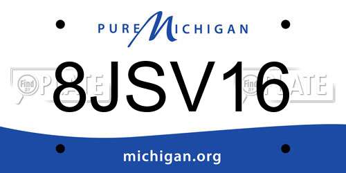 8JSV16 Michigan License Plate