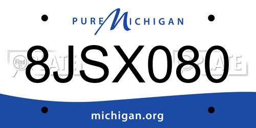 8JSX080 Michigan License Plate