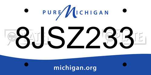8JSZ233 Michigan License Plate