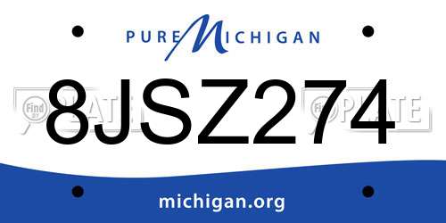 8JSZ274 Michigan License Plate